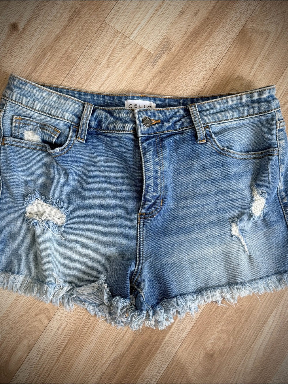 Cello Light Blue Distressed Denim Cutoff Shorts